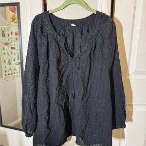 old navy long sleeved tie blouse